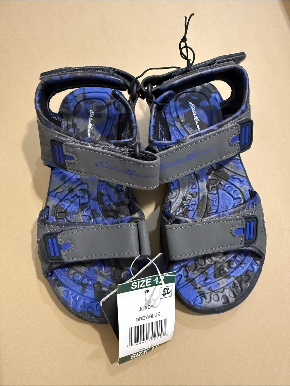 New Eddie Bauer Kids Grey/Blue Jordan Sandals - Size 12